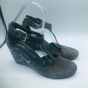 Franco Sarto women’s‎ kitten, heel, leopard, print round, ankle strap size 8